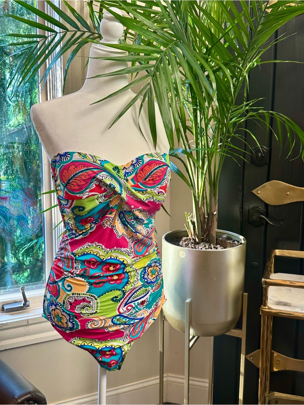 Anne Cole Signature One piece swimwear Multicolor Strapless Ruched Swimsuit 16 - Picture 2 of 9